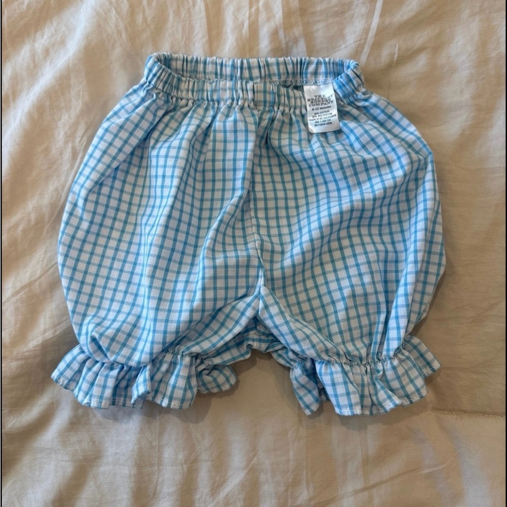 TBBC baby girl blue and white plaid bloomers